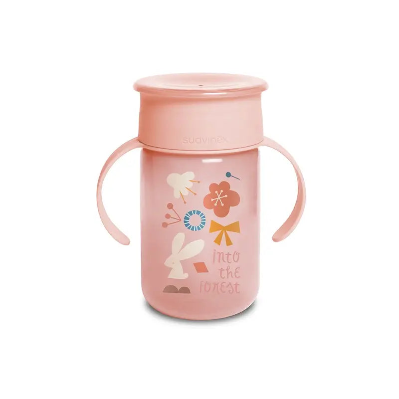 Suavinex 360 Training Cup With Handles 340 Ml, Non-Spill, +12 Months, Pink
