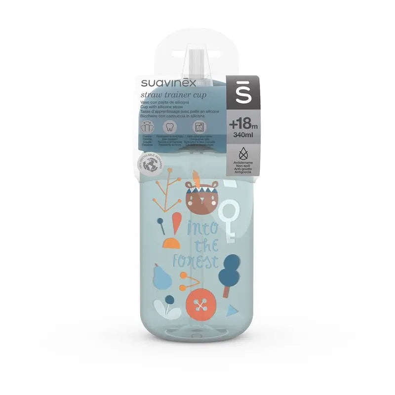 Suavinex Training Cup With Straw 340 Ml, Non-Spill, +18 Months, Blue