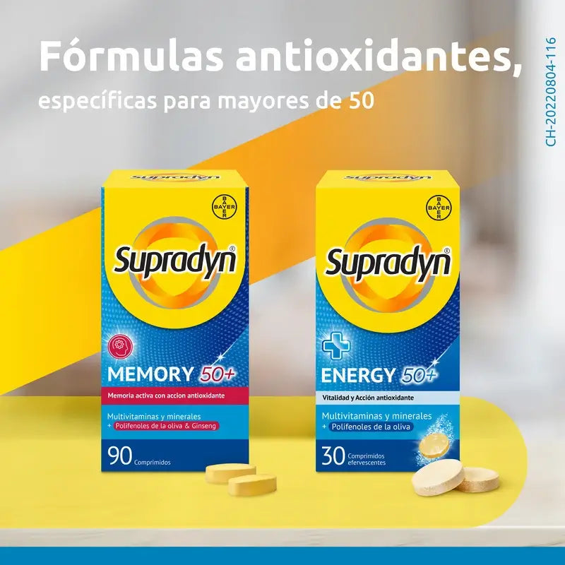 Supradyn Memory 50+ Vitamins, Minerals and Energy with Ginseng, 90 Tablets