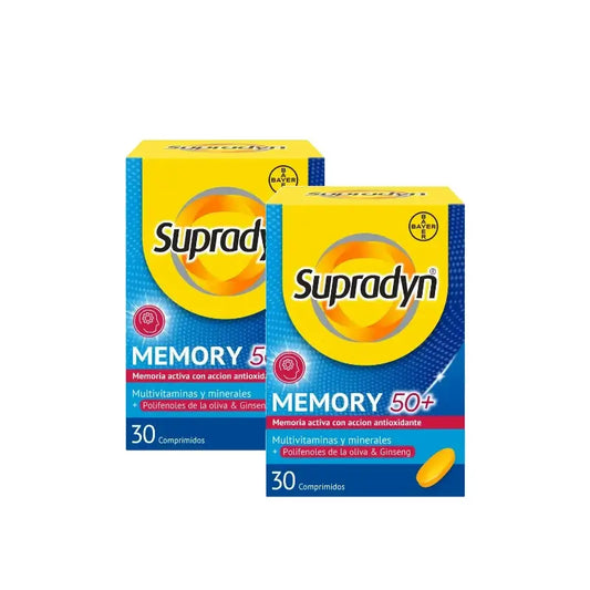 Supradyn Memory 50+ Vitamins, Minerals and Energy with Ginseng, Pack of 2 x 30 tablets