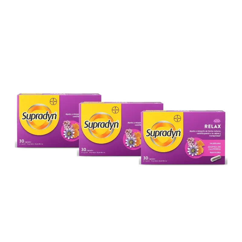 Supradyn Relax, Calm and Tranquillity with Passionflower and Valerian, Pack of 3 x 30 capsules
