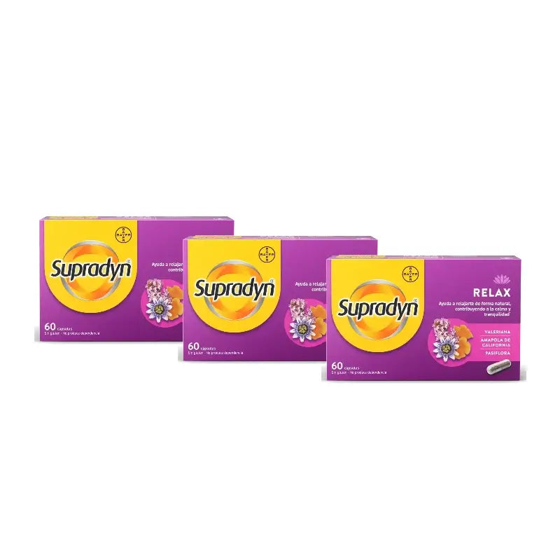 Supradyn Relax: Calm and Tranquillity with Passionflower and Valerian, Pack of 3 x 60 capsules