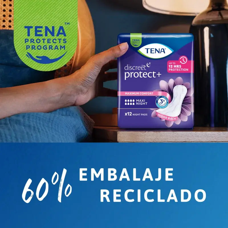 Tena Discreet Compress Maxi Night, 12 Units