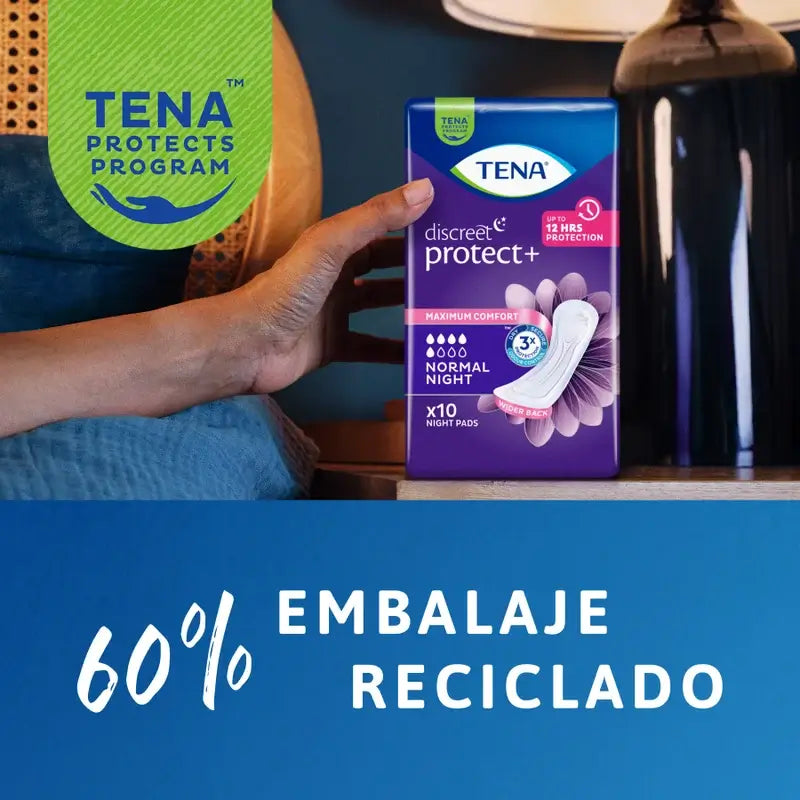 Tena Discreet Normal Night, 10 Units