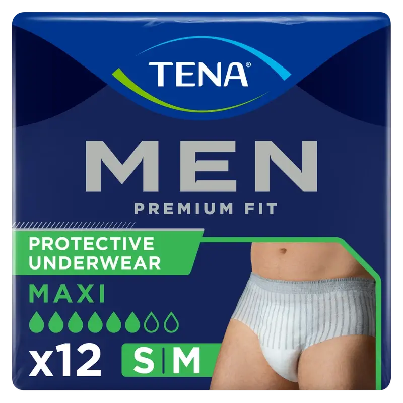 Tena Men Pants Premium Fit Maxi Size S-M, 12 Units