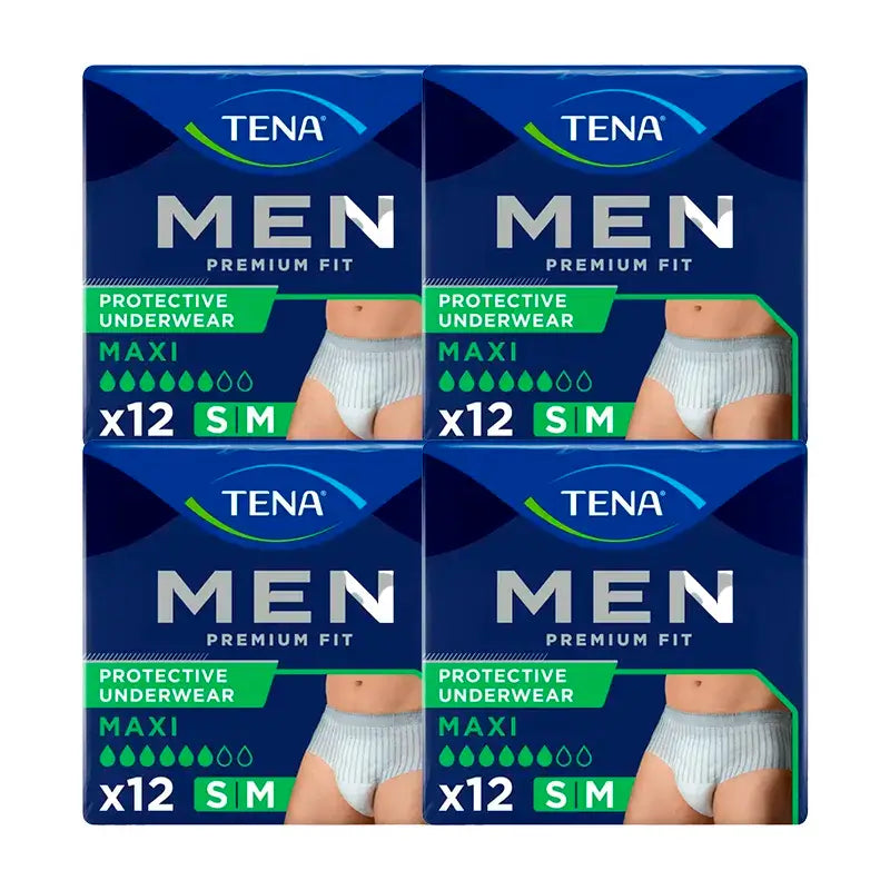 TENA Pack Men Pants Premium Fit Size S-M, 4 X 12 Pcs.