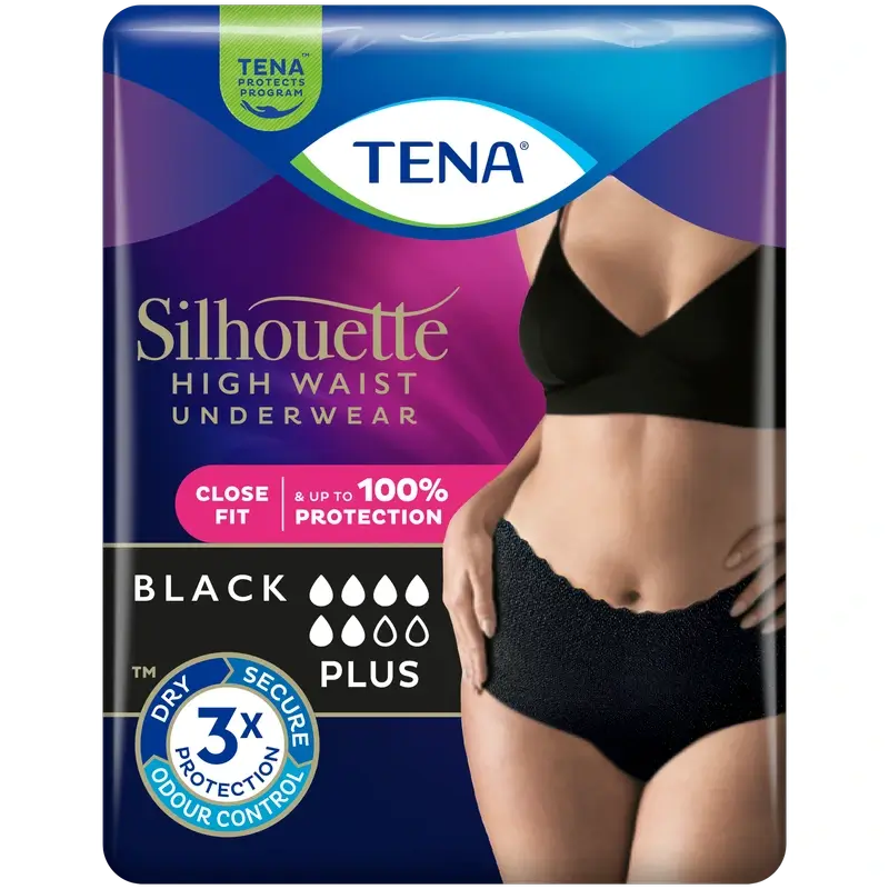 Tena Silhouette Black High Waist Medium , 9 units