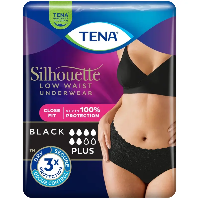Tena Silhouette Black Low Waist Medium , 12 units