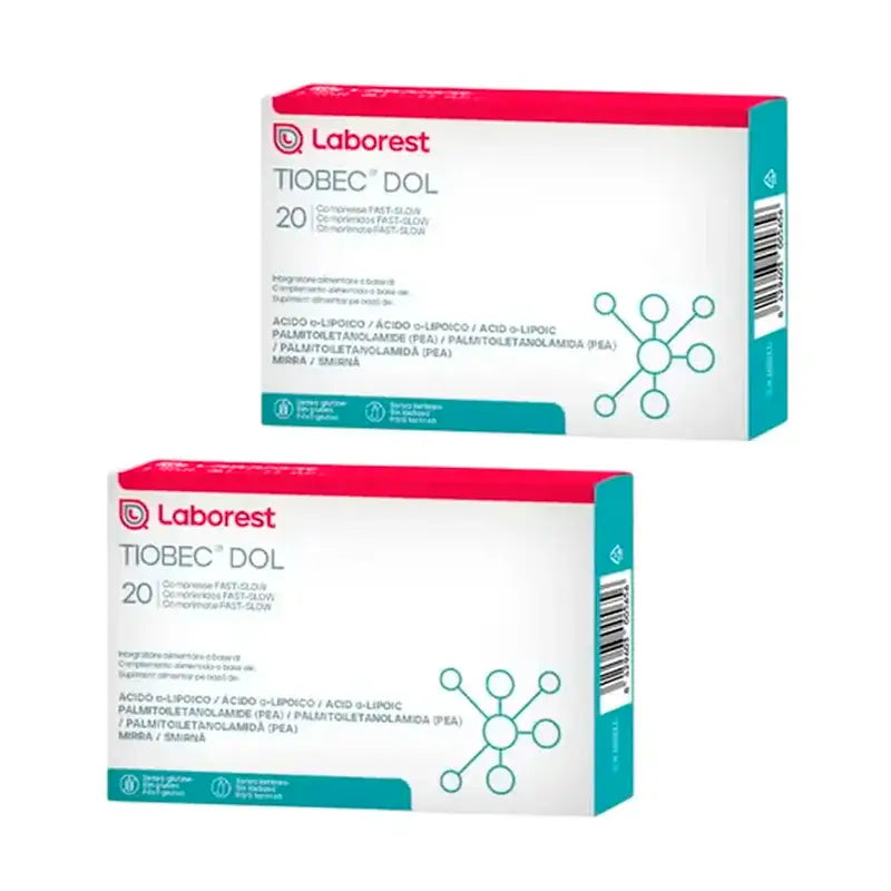 Tiobec Dol Food Supplement, Pack 2 x 20 tablets Fast-Slow