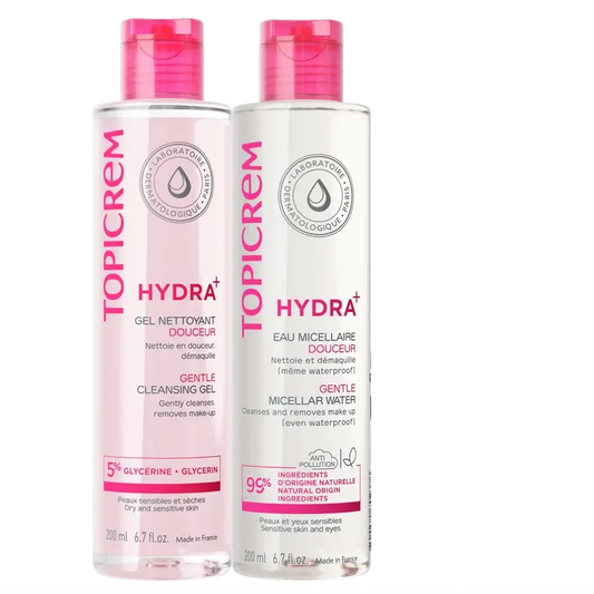Topicrem Hydra+ Pack Cleansing Gel 200 Ml + Micellar Water 200 Ml 40%.