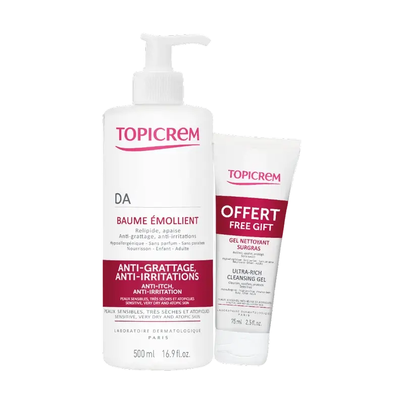 Topicrem Pack Da Emollient Balm 500 Ml + Da Superfatting Gel 75 Ml