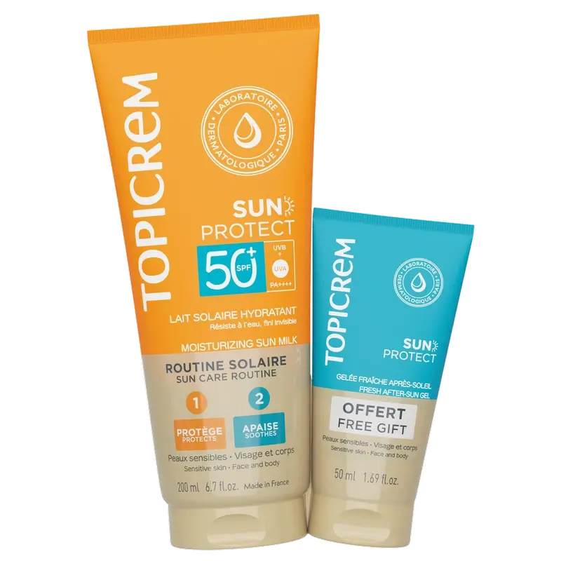 Topicrem Pack Sun Protect Body Milk Spf50+ 200Ml + Aftersun 50Ml Free