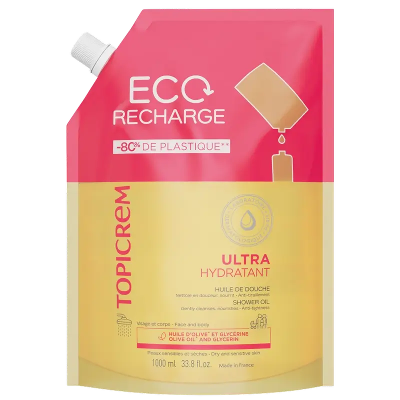 Topicrem Uh Ultra-Moisturising Shower Oil Refill, 1L