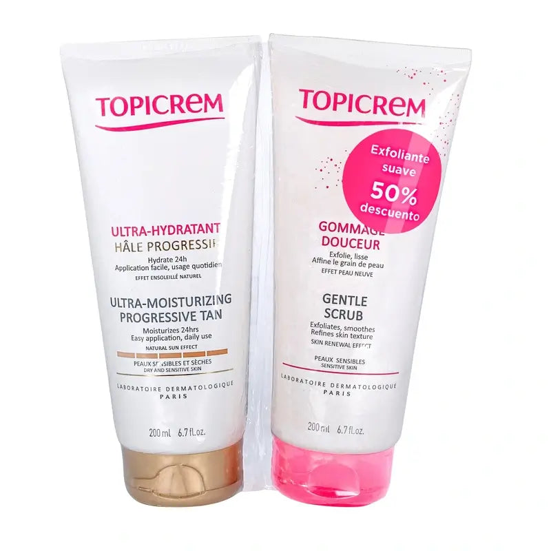 Topicrem Ultra Moisturising Progressive Tanning Pack 200 Ml + Exfoliating Scrub 200 Ml