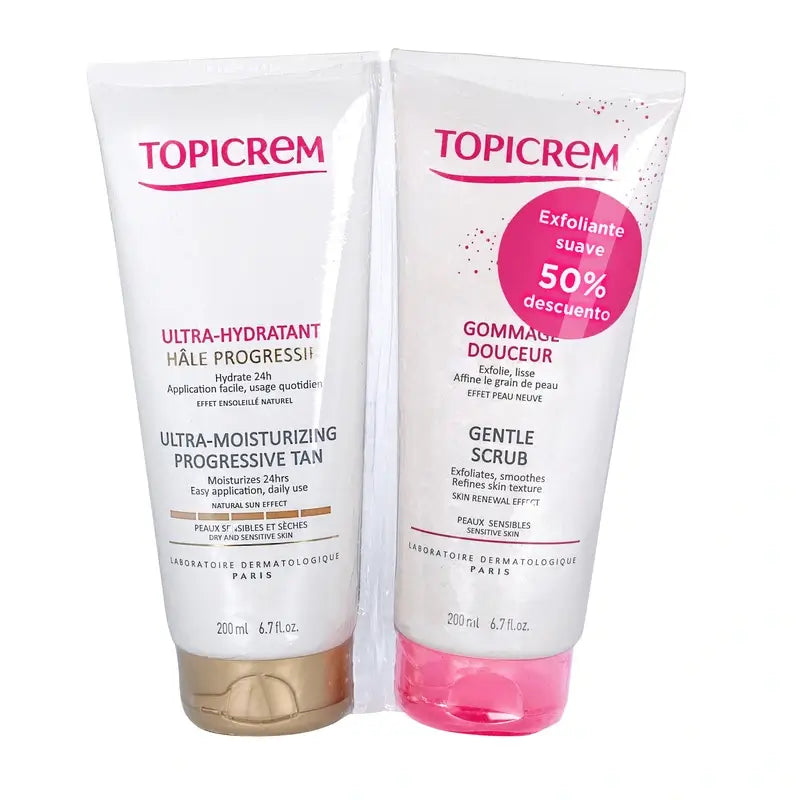 Topicrem Ultra Moisturising Progressive Tanning Pack 200 Ml + Exfoliating Scrub 200 Ml