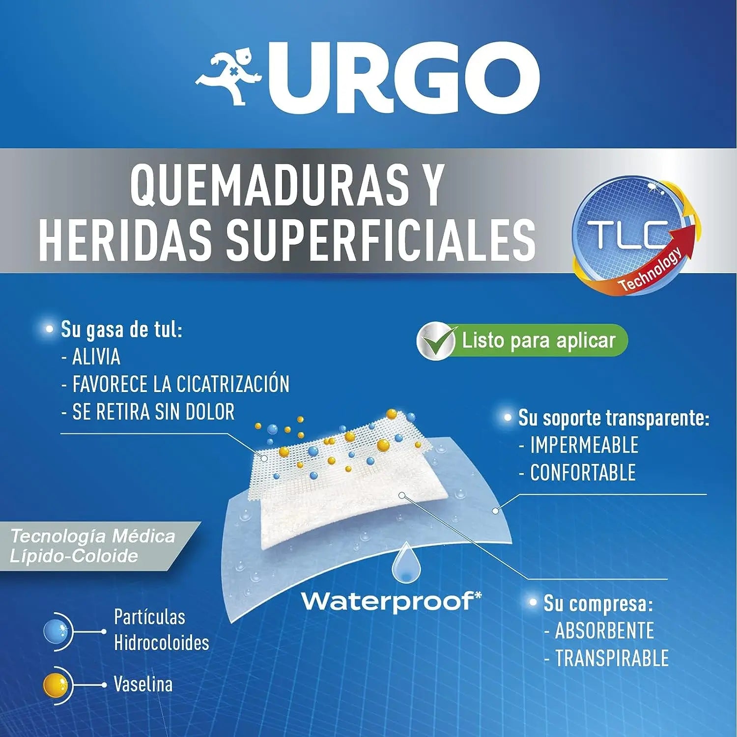 Urgo Waterproof Dressings For Burns & Wounds, 10 X 7 Cm