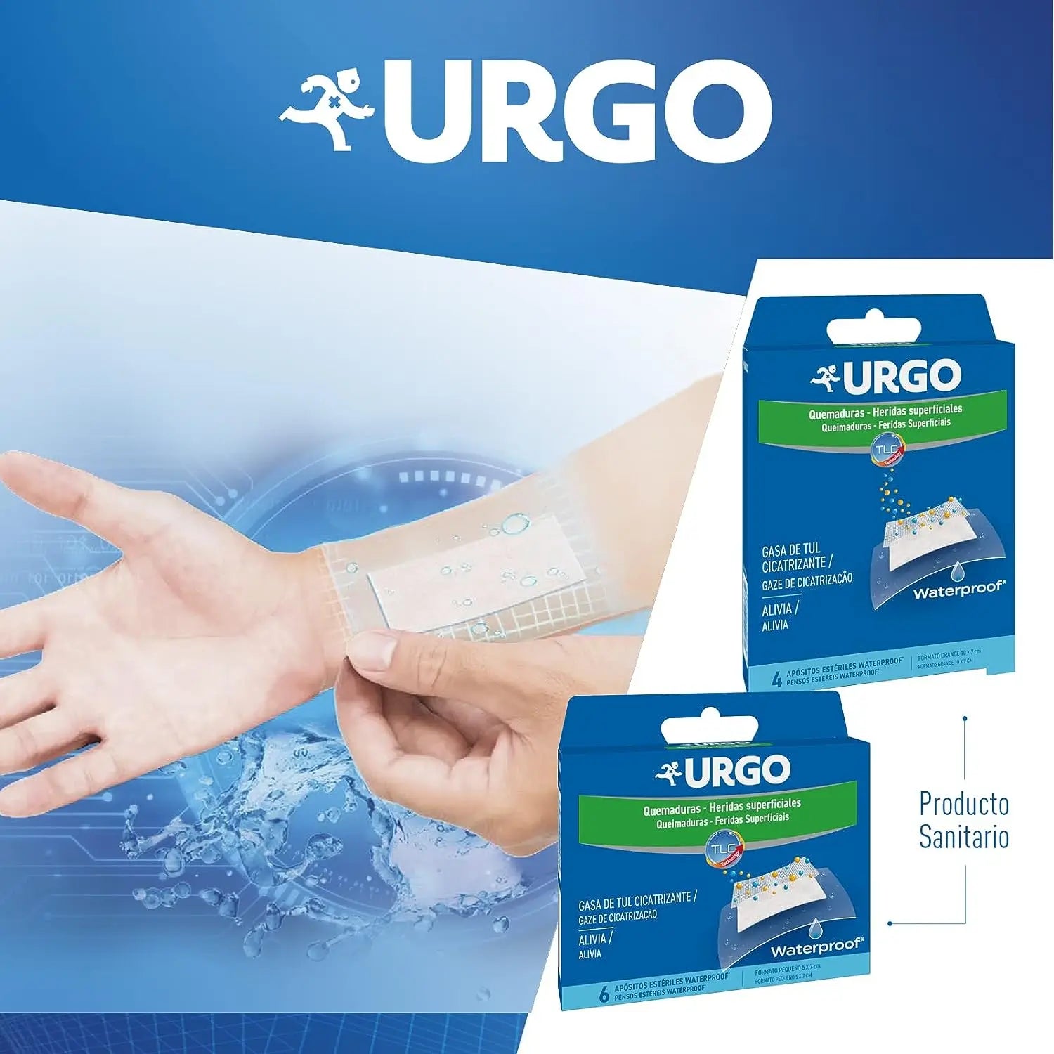 Urgo Waterproof Dressings For Burns & Wounds, 5 X 7 Cm