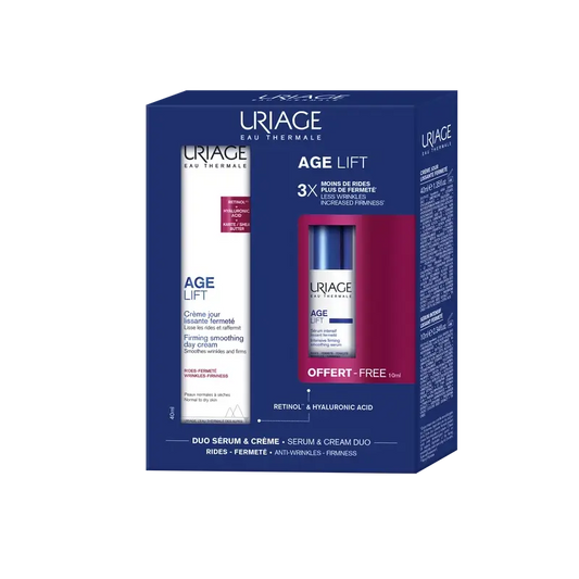 Uriage Age Lift Firming Anti-Aging Day Cream, 40 Ml + Intensive Anti-Wrinkle Serum 10Ml + Gift