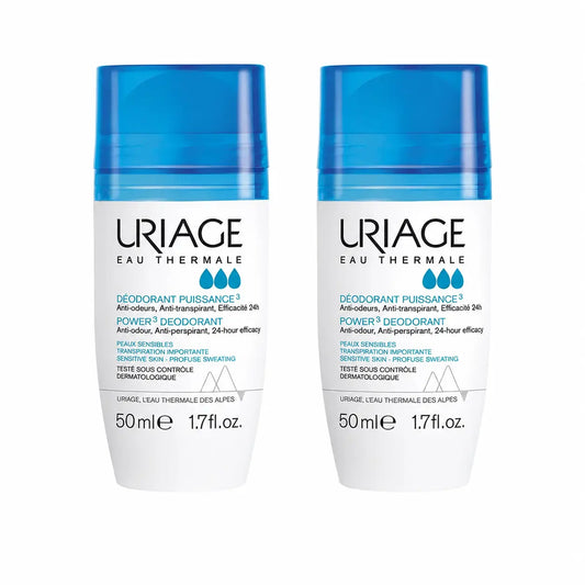 Uriage Tri-Active Deodorant 50ml, 24-hour protection, pack of 2