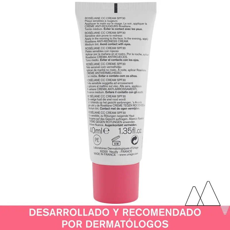 Uriage Roséliane Cc Cream Spf30 Coloured Cream for Sensitive, Red, Rosacea and Hyperreactive Skin , 40 ml