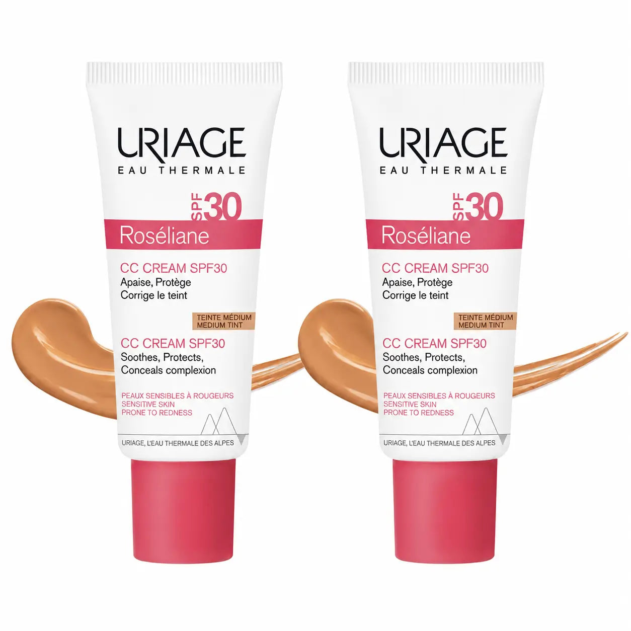 Uriage Roséliane CC Cream SPF 30 Tinted Cream for Sensitive, Reddened, Rosacea-Prone and Hyper-Reactive Skin, 40 ml, pack of 2