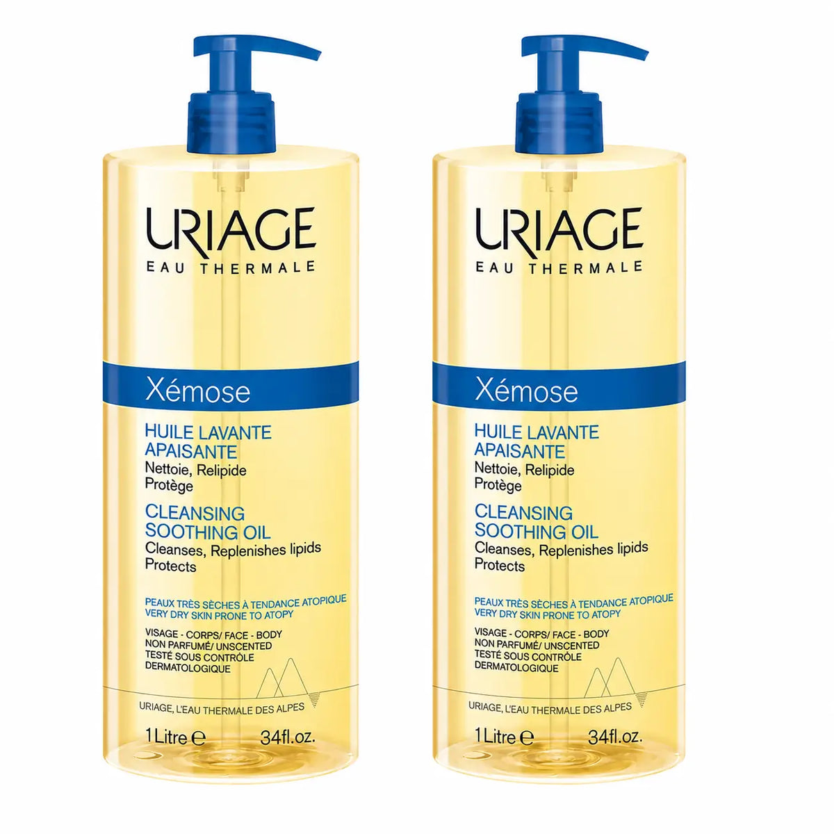 Uriage Xemose C8+ Anti-Itch Cleansing Oil 1000ml, pack of 2