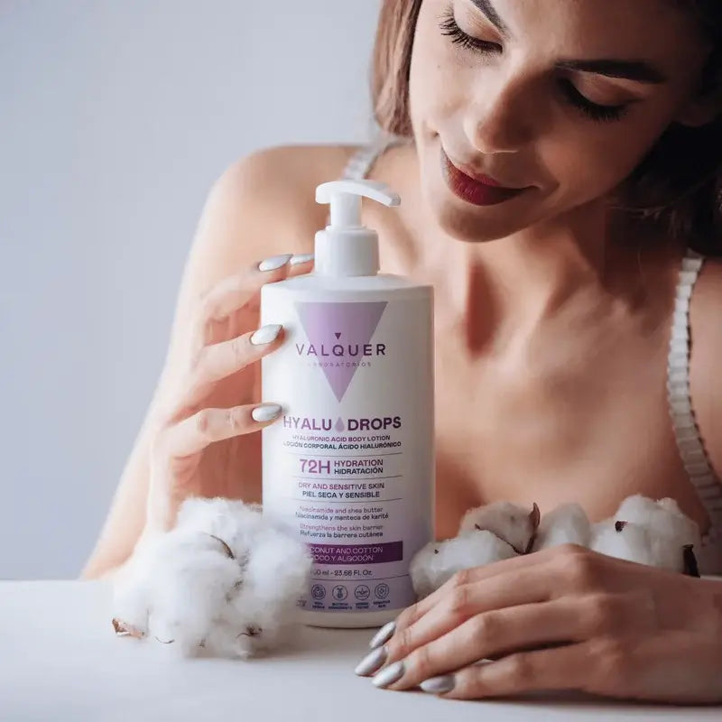 Valquer Hyaludrops Coconut and Cotton Body Lotion – 72-hour Moisturisation, 700 ml
