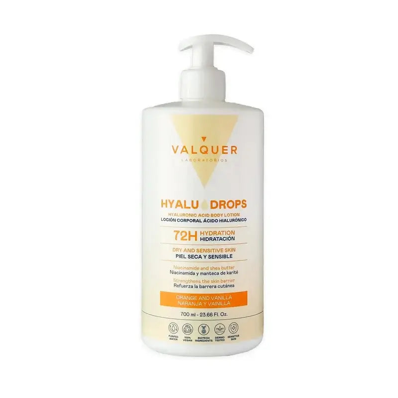 Valquer Hyaludrops Orange and Vanilla Body Lotion – 72-hour Moisturisation, 700 ml