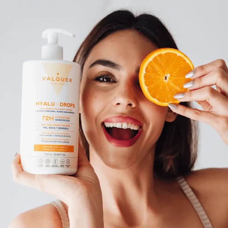 Valquer Hyaludrops Orange and Vanilla Body Lotion – 72-hour Moisturisation, 700 ml