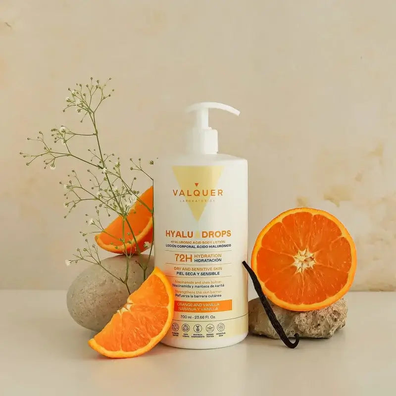 Valquer Hyaludrops Orange and Vanilla Body Lotion – 72-hour Moisturisation, 700 ml