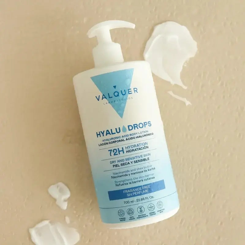 Valquer Hyaludrops Fragrance-Free Body Lotion, 72-hour Moisturisation, 700 ml
