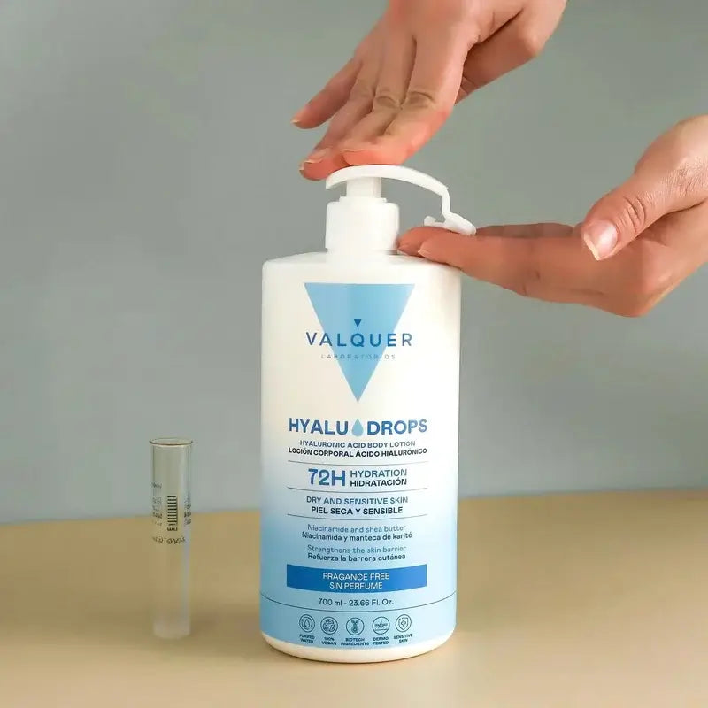 Valquer Hyaludrops Fragrance-Free Body Lotion, 72-hour Moisturisation, 700 ml