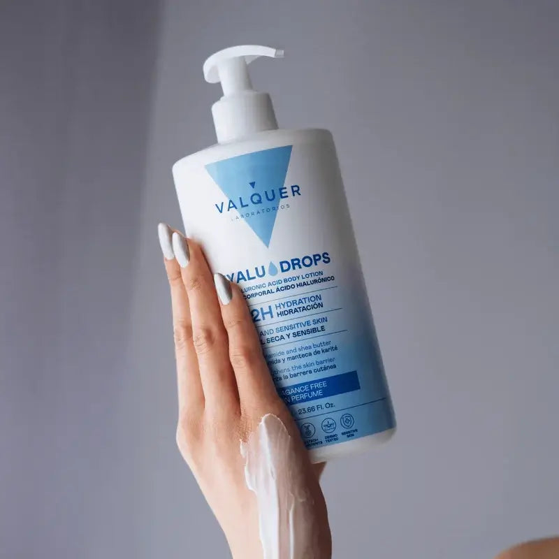 Valquer Hyaludrops Fragrance-Free Body Lotion, 72-hour Moisturisation, 700 ml