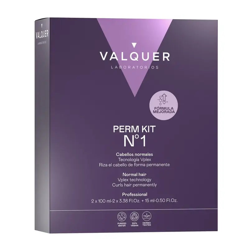 Valquer Professional Perming Kit No. 1 - Normal Hair - Long Lasting Curl in 3 Steps