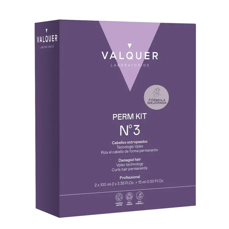 Valquer Professional Perming Kit Nº3 - Damaged Hair - Recover, Curl & Repair , 210 ml
