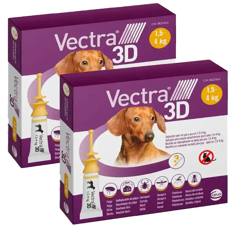 Vectra 3D Dog 1,5-4 Kg, Pack 2 x 3 Pipettes