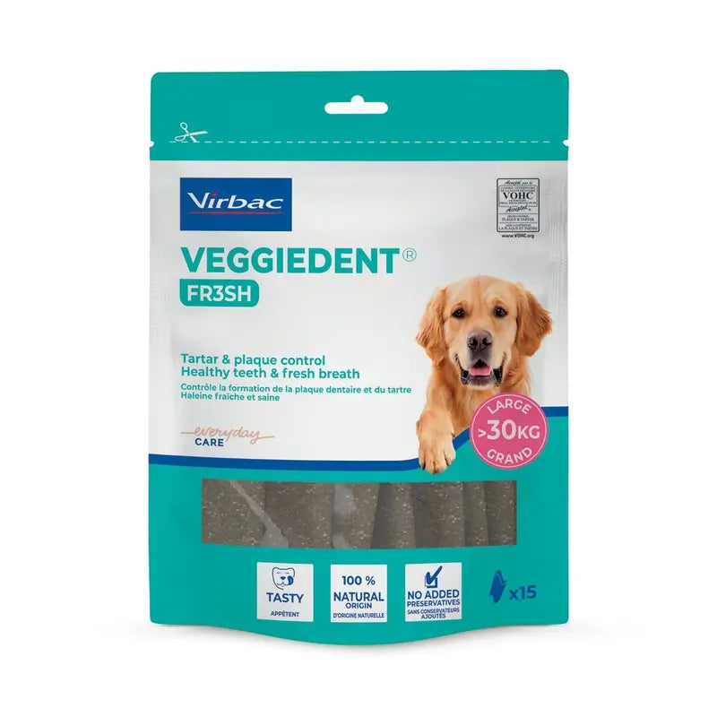 Virbac Veggiedent Fr3sh L, Dental Snacks for Large Breed Dogs