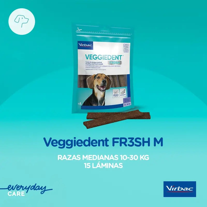 Virbac Veggiedent Fr3sh M, Dental Snacks for Medium Breed Dogs