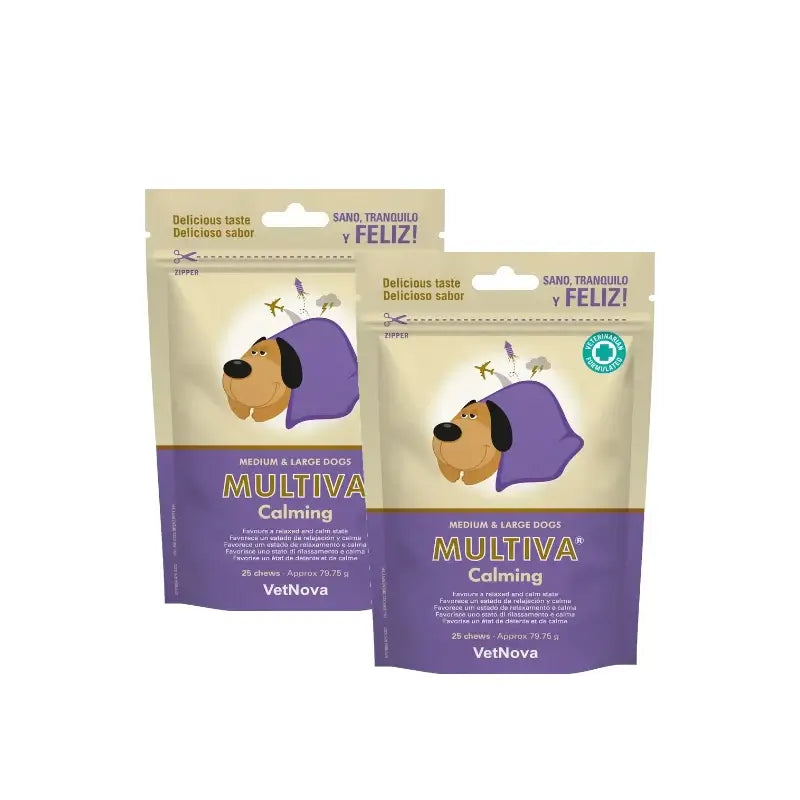 Vetnova Multiva Calming for medium and large dogs, 25 chews, pack of 2