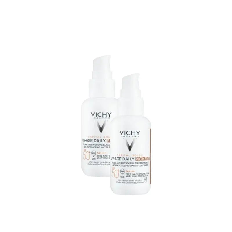 Vichy Capital Soleil UV Age Daily Sun Protection Fluid, Medium, SPF 50, 40ml, pack of 2