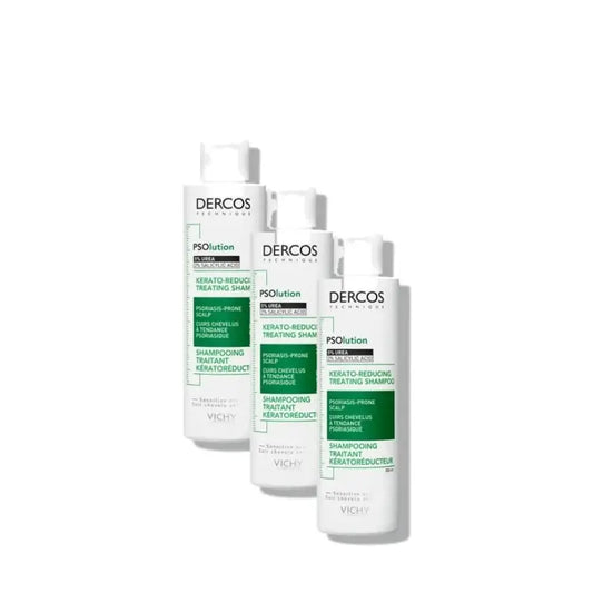 Vichy Dercos Psolution Anti-Dandruff and Anti-Itch Shampoo, pack of 3
