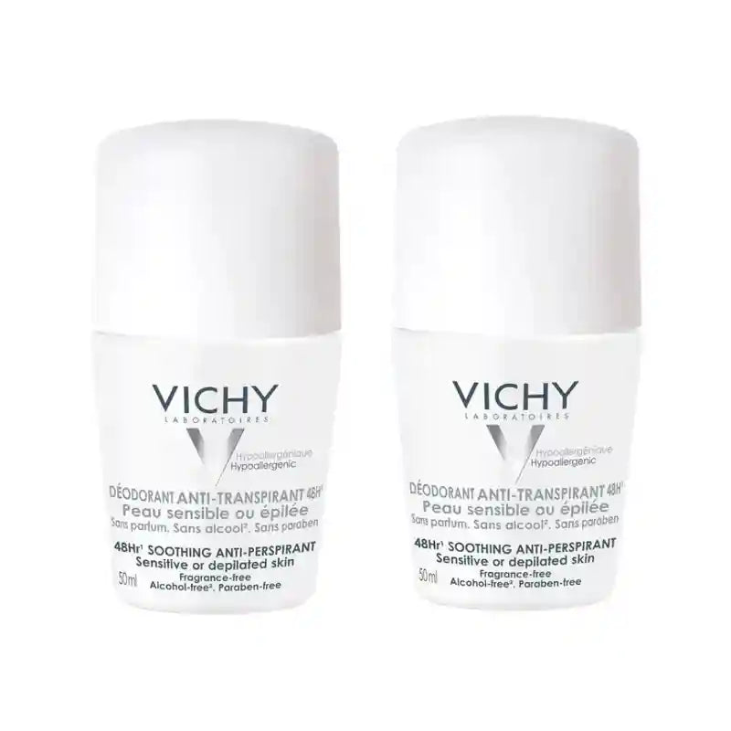 Vichy Anti-Transpirant Deodorant 48H Roll-On Sensitive Skin, 2X50 Ml