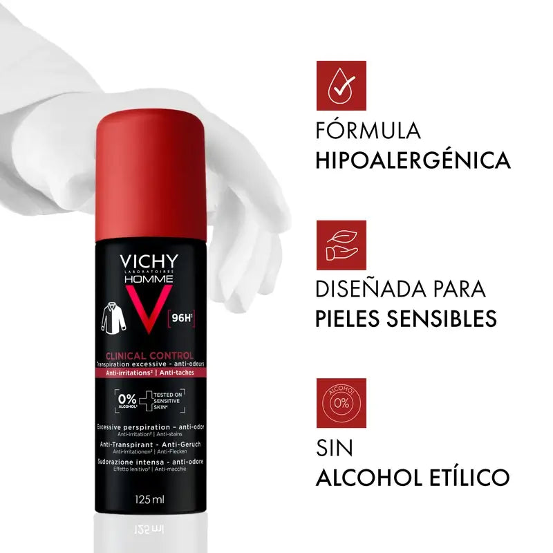 Vichy Homme Clinical Control 96h Antiperspirant Spray, 125 ml