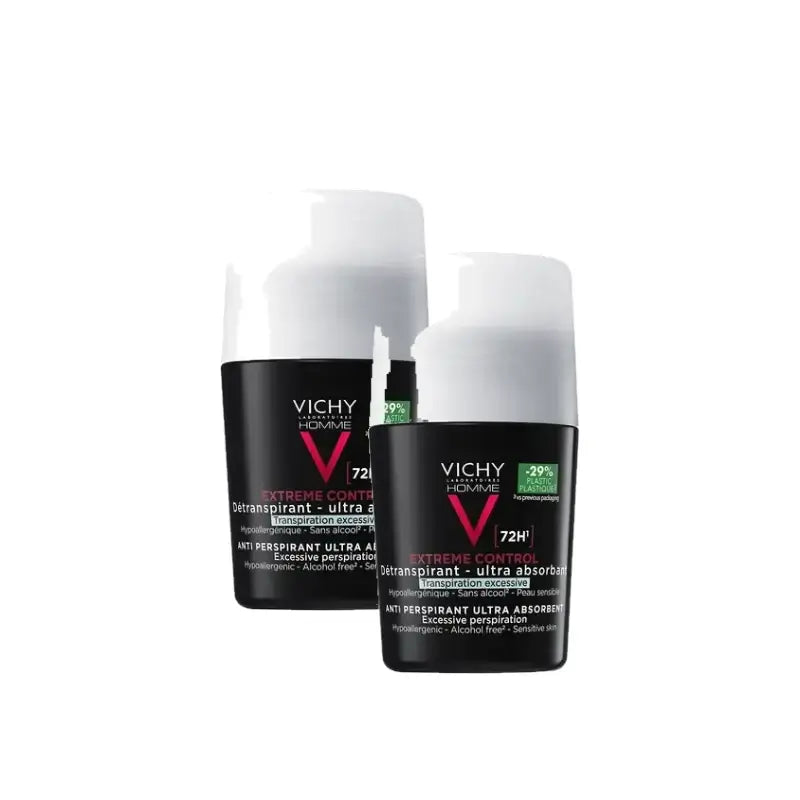Vichy Homme Extreme Control 72-Hour Anti-Perspirant Deodorant Roll-On 50 ml, pack of 2