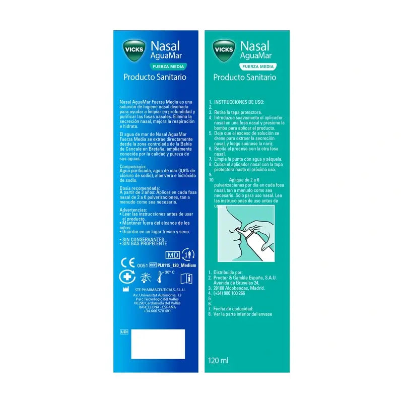 Vicks Nasal Nasal Squirt Medium Strength , 120 ml
