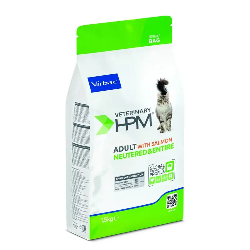 Virbac Hpm Adult Salmon Neutered & Entire Cat Food 1,5 Kg, cat food