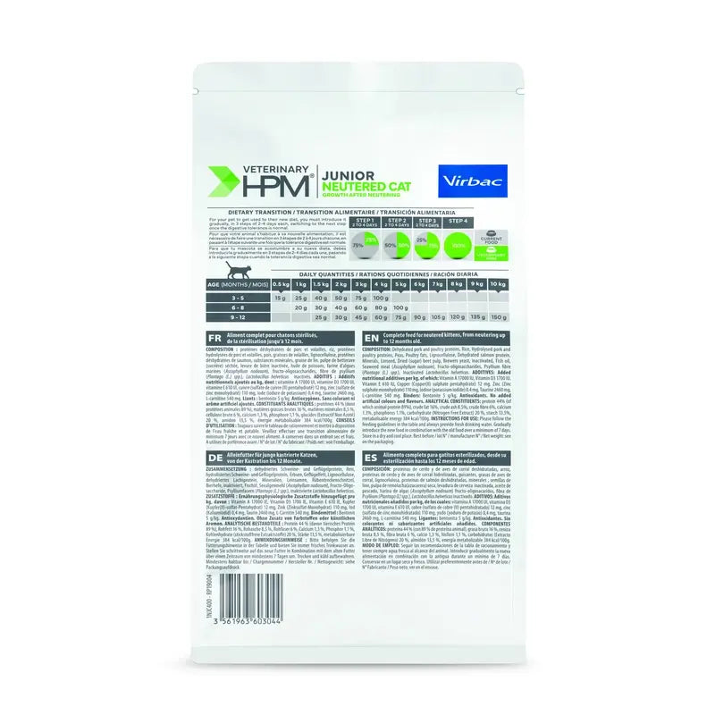 Virbac Hpm Feline Junior Neutered 400 g, cat food