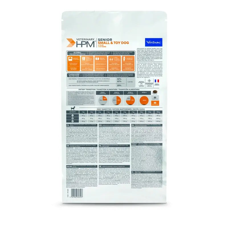 Virbac Hpm Senior Dog Small & Toy 3kg, dog food for dogs