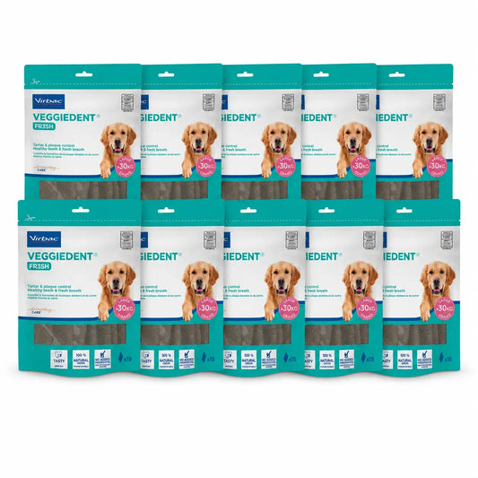 Virbac Veggiedent Fr3sh L, Dental Snacks For Large Breed Dogs, Pack 10 units