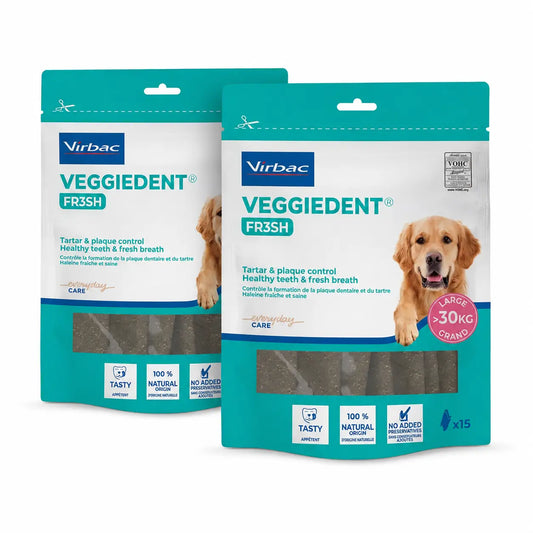 Virbac Veggiedent Fr3sh L, Dental Snacks For Large Breed Dogs, Pack 2 units